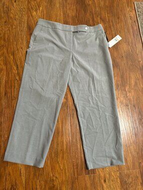 Calvin Klein Curvy Tin Silver Cropped Dress Pants Trousers Size 12